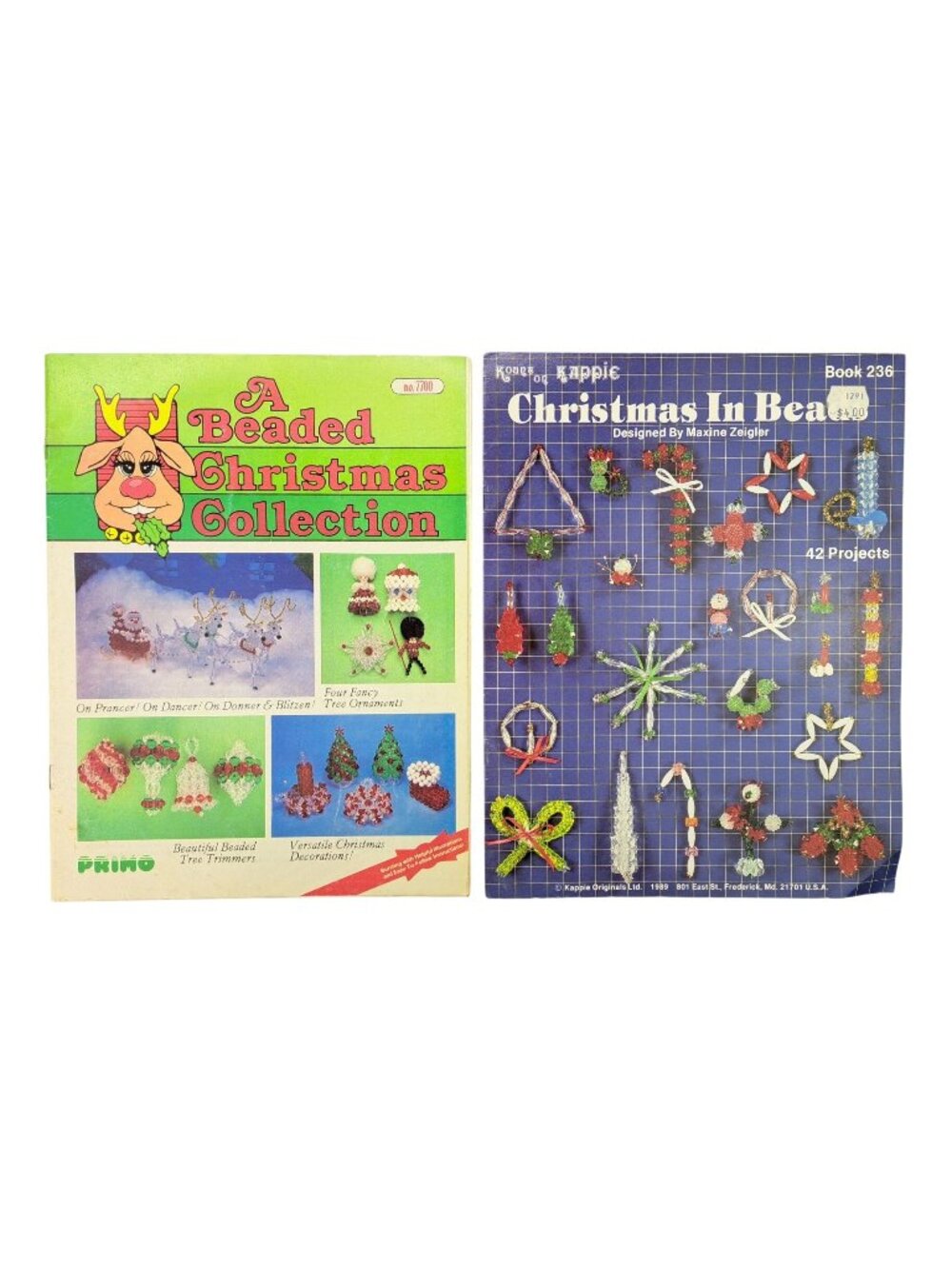 Vintage Beaded Christmas Collection & Christmas In Beads Craft Booklets Lot Of 2